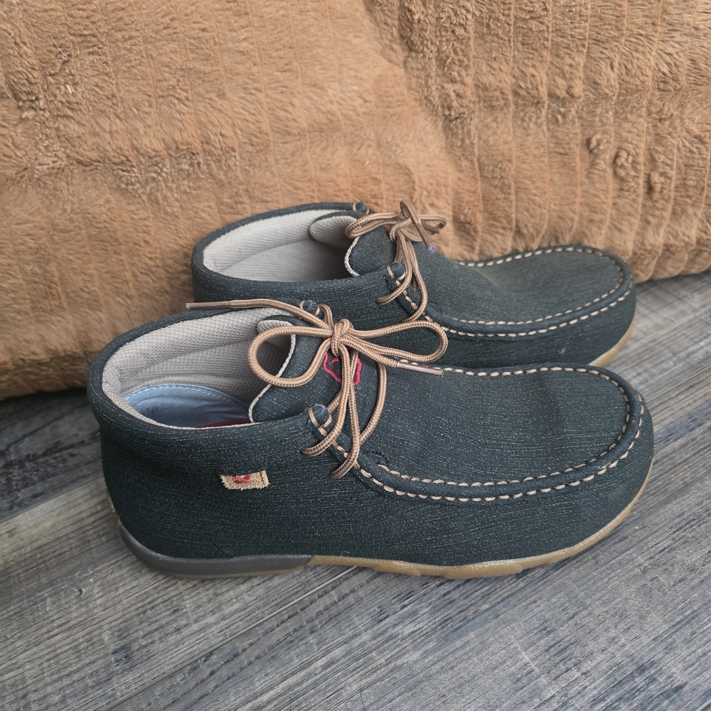 Twisted X Dark Canvas Moccasin-Style Flats with Tan Laces